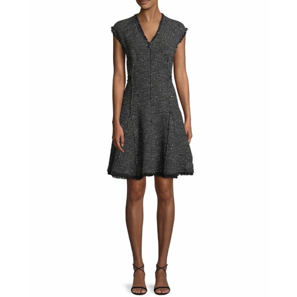 Rebecca Taylor Womens Dress Size 8 Black Sparkle Stretch Tweed Sleeveless $495